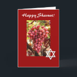 Happy Shavuot-Red Grapes/Star of David Holiday Card<br><div class="desc">This pretty red card features beautiful red grapes,  and a Star of David celebrating the Jewish holiday of Shavuot!  Inside can be personalised to say what you wish. Image is public domain with permission from http://www.public-domain-image.com/</div>