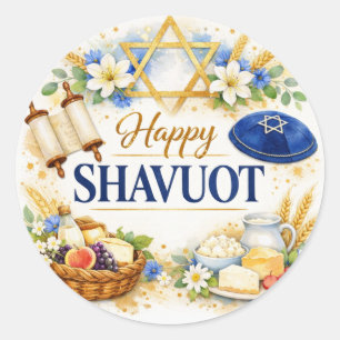 Happy Shavuot Sticker, Jewish Holiday, Judaica Classic Round Sticker