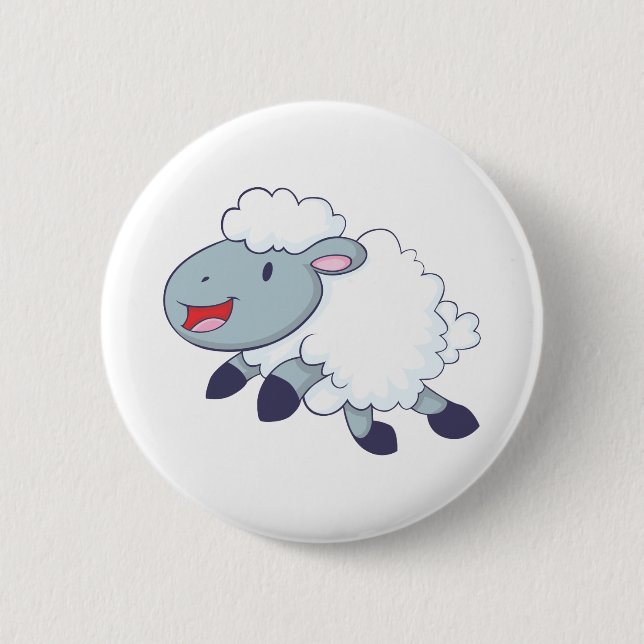 Happy Sheep 6 Cm Round Badge (Front)