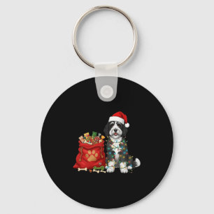 Happy Sheepadoodle Christmas Lights Dog Mom Sheepa Key Ring