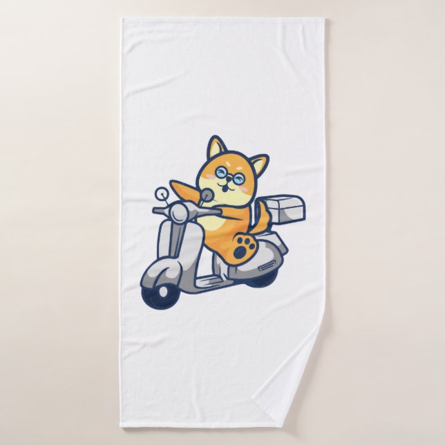 Happy Shiba Inu Bath Towel (Bath Towel)