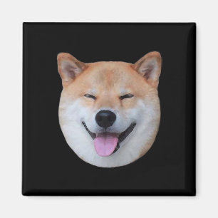 Happy shiba inu face Smiling dog gift Magnet
