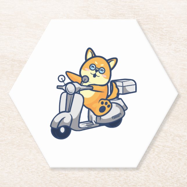 Happy Shiba Inu Paper Coaster (Front)