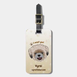 Happy Shih Tzu Dog Lover I Woof You Paws Luggage Tag