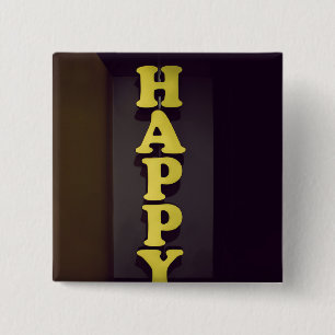 #Happy Sign Typographic Image Happy Type Word Text 15 Cm Square Badge