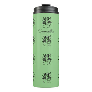 Happy Silhouette Dancers Green Thermal Tumbler