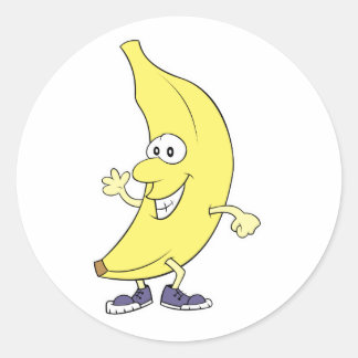 happy silly banana cartoon classic round sticker
