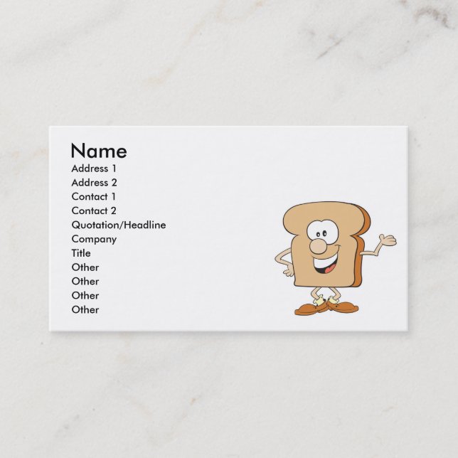 happy silly bread toast cartoon business card (Front)