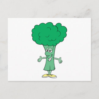 happy silly broccoli cartoon postcard