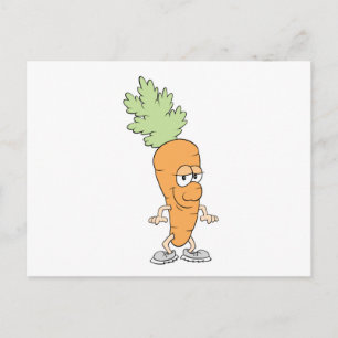 happy silly carrot cartoon postcard