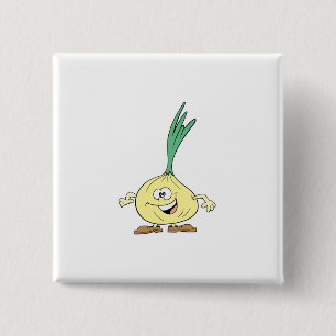 happy silly onion cartoon 15 cm square badge