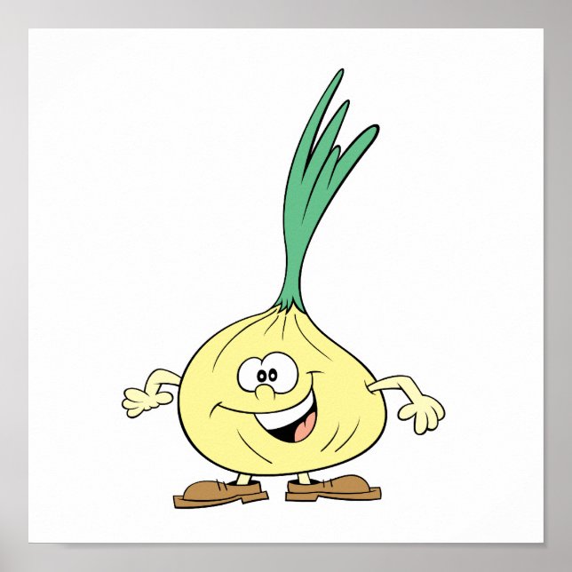 happy silly onion cartoon poster (Front)