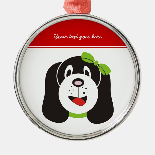 Happy silly puppy custom ornament (Front)