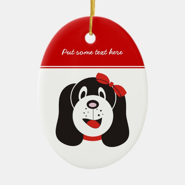 Happy silly puppy custom ornament (Front)