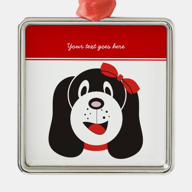 Happy silly puppy custom ornament (Front)