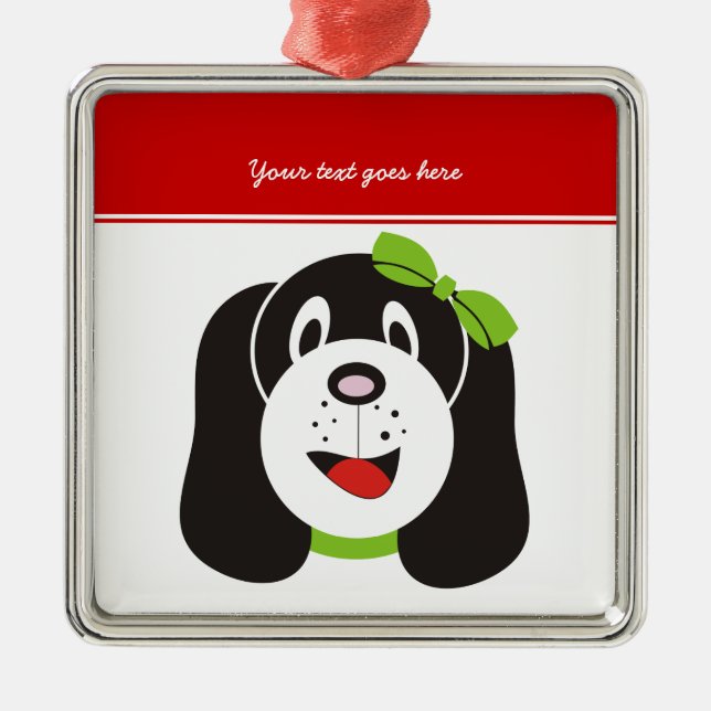 Happy silly puppy custom ornament (Front)