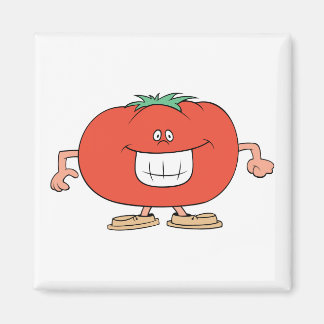 happy silly tomato cartoon magnet