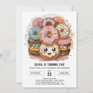 Happy Simple Doughnuts Birthday Invitation