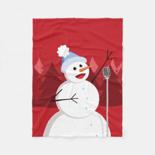 Happy Singing Snowman Christmas Fleece Blanket