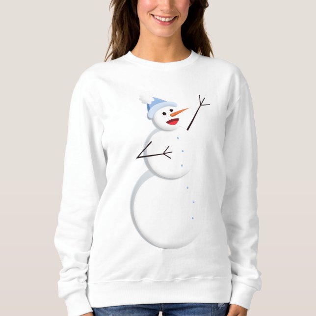 Happy Singing Snowman Christmas Sweatshirt (Front)