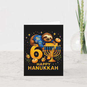 Happy Six Seven Hanukkah Funny Meme Menorah Sloth  Card