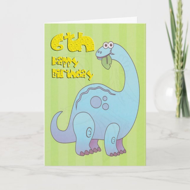 Happy Sixth Birthday Dinosaur Card (Front)