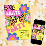 Happy Skate Party Invitation<br><div class="desc">Get ready to roll back in time with our retro roller skating party invitation! Lace up your skates and invite friends for a birthday celebration filled with fun, laughter, and groovy vibes. This nostalgic design sets the stage for a memorable party on wheels. Get your groove on and let's skate...</div>