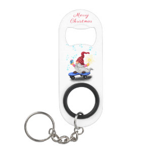 Happy Skater Gnome with Gifts and Sparkler - Fun