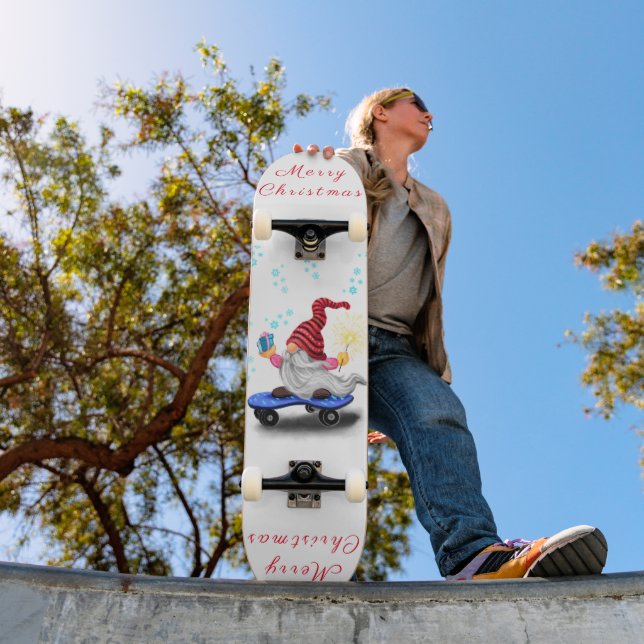 Happy Skater Gnome with Gifts Skateboard Christmas (Outdoor 1)