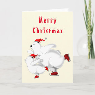 Happy Skating Bear Christmas Card