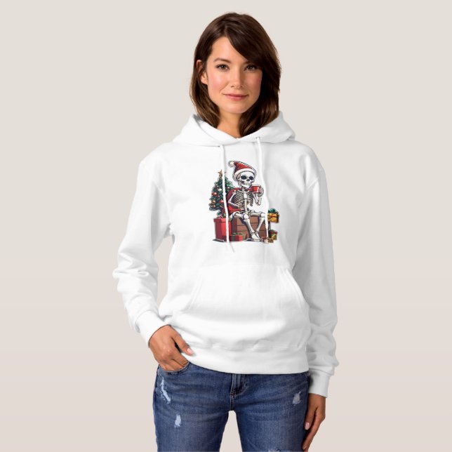 Happy Skeleton Christmas Hoodie (Front Full)
