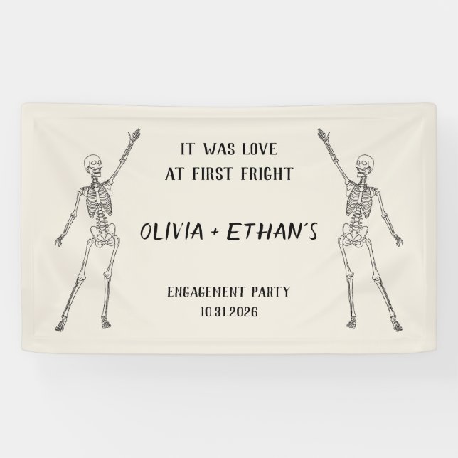 Happy Skeleton Engagement Party Banner (Horizontal)