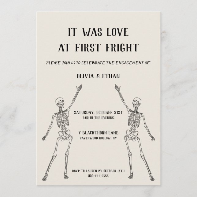 Happy Skeleton Engagement Party Invitation (Front)