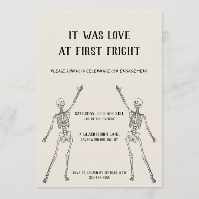 Happy Skeleton Engagement Party Invitation (Front)
