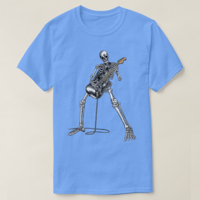 Happy Skeleton Guitar Guy Spooky Halloween Rock Ba T-Shirt (Design Front)