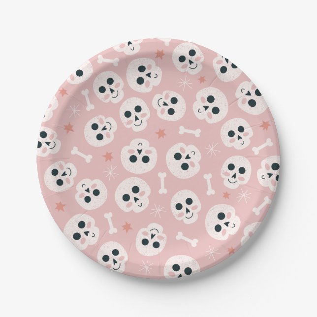 Happy Skeletons Paper Plates  (Front)