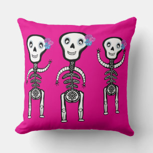 Happy skeletons with flowers Tote Cushion