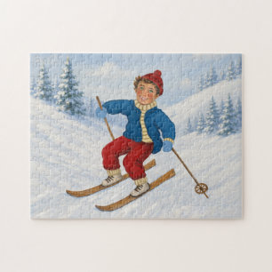Happy Skier Pillow Jigsaw Puzzle
