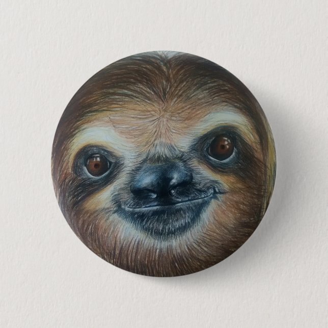 HAPPY SLOTH BADGE!sloths rainforest smile 6 Cm Round Badge (Front)