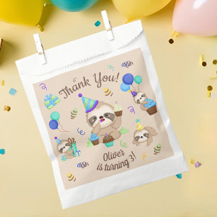 Happy Sloth Birthday Party Thank You Favour Bags