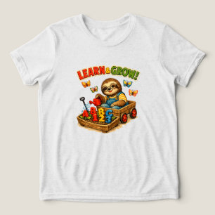 Happy Sloth Learn & Grow Back to School Kids Tri-Blend Shirt