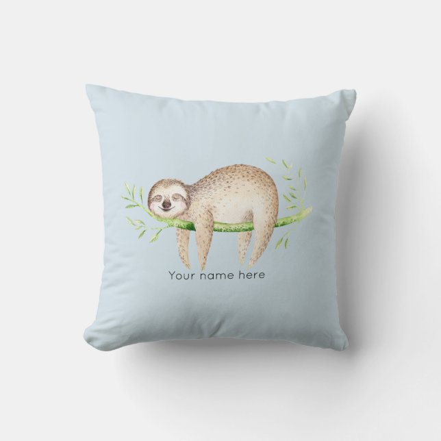 Happy Sloth Personalised Cushion (Front)
