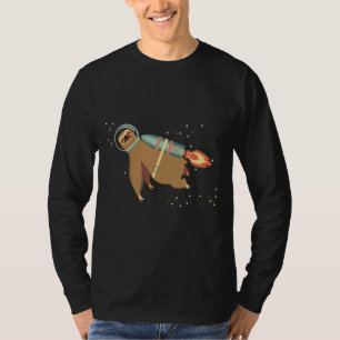 Happy Sloth Spaceman Rocket Jet Pack Fitted T-Shirt