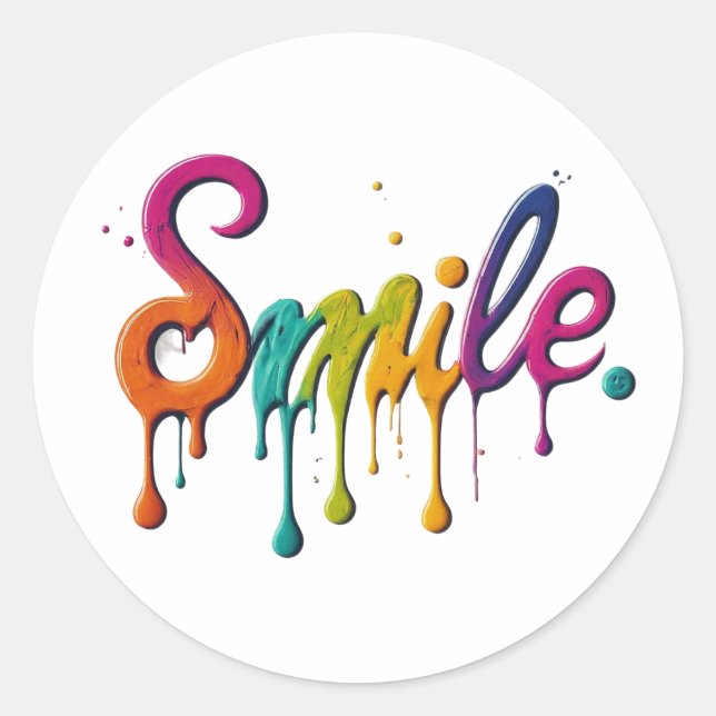 Happy Smile Classic Round Sticker (Front)