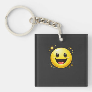 Happy Smiley Face with Sparkles Key Ring