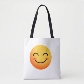 happy smiley shopper tote bag