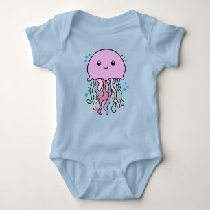 Happy smiling baby jellyfish with bubbles.  baby bodysuit