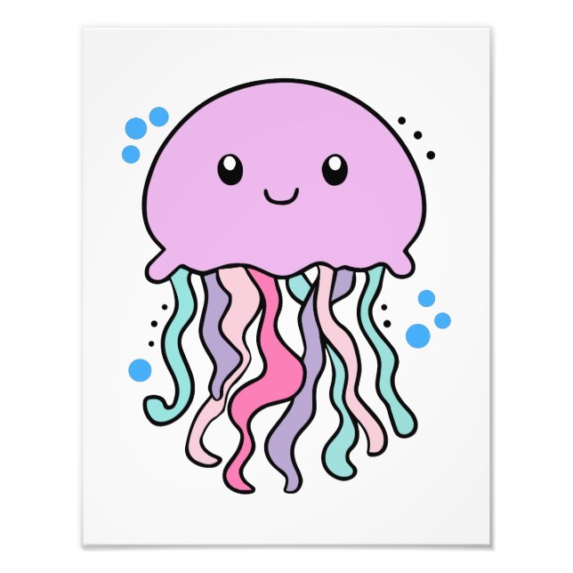 Happy smiling baby jellyfish with bubbles.  photo print (Front)