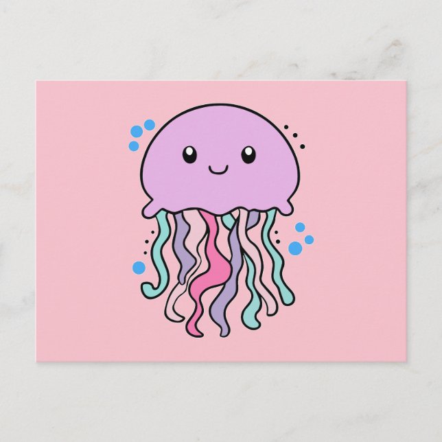 Happy smiling baby jellyfish with bubbles.  postcard (Front)