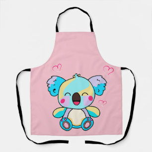 Happy smiling baby koala bear with love hearts.  apron